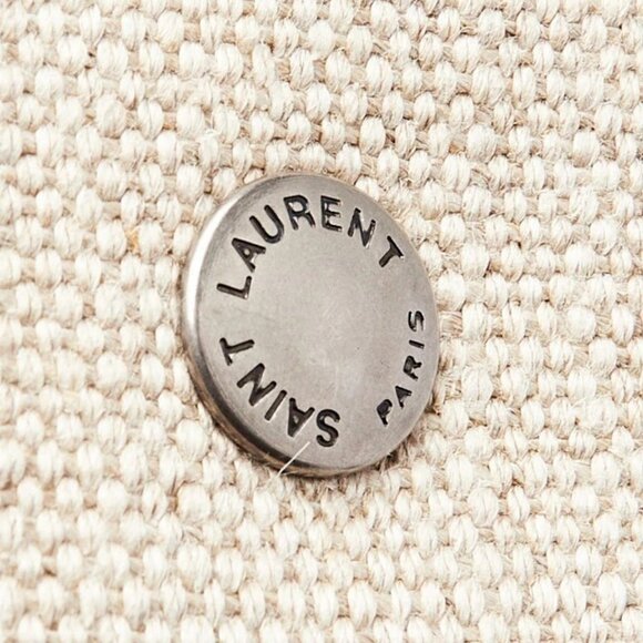 Yves Saint Laurent Natural Linen And Leather Rive Gauche Tote Bag - Picture 5 of 9